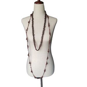 Dark Koa Seed Hawaiian Necklace Set Vintage Hawaii Long 59" & 36" Vacation Luau